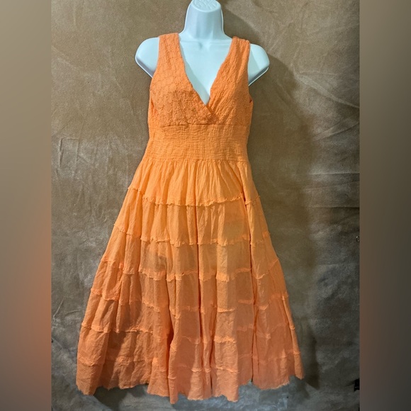 JESSICA TAYLOR Elegant Orange Sleeveless Dress - Picture 2 of 12